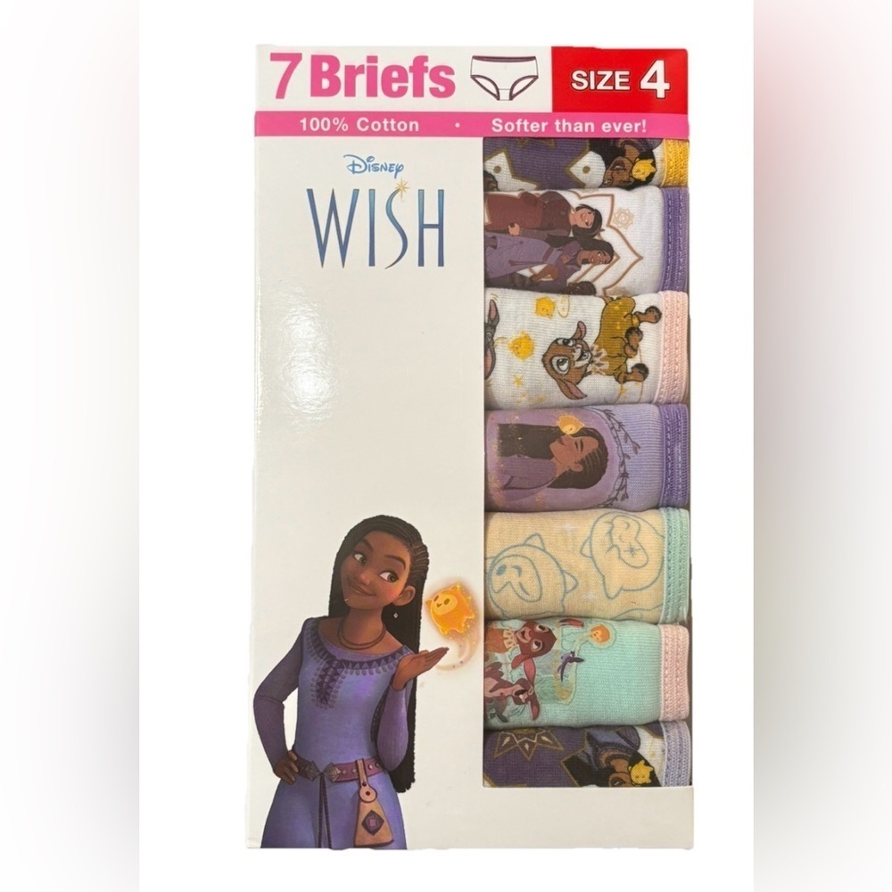 Disney Girls' Wish Size 4 -100%‎ Combed Cotton 7-Pack Underwear Briefs Princess